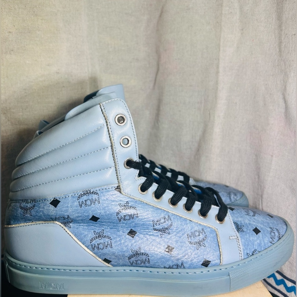 MCM visetos blue Leather high top Iconic sneakers | GC | No Box - Picture 6 of 15